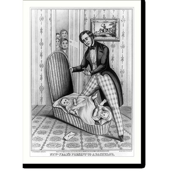 Historic Print, New year's present to a bachelor, 18" x 24"