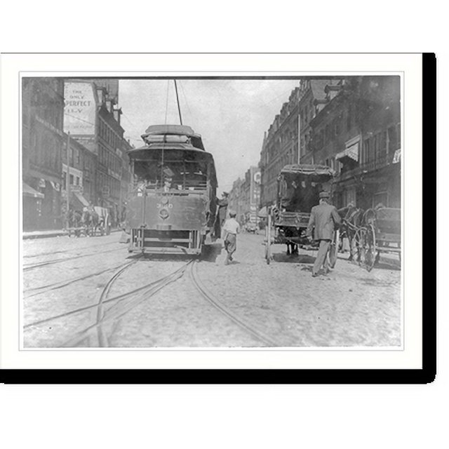 Historic Print, Newsboy starting to flip a car." Location Boston
