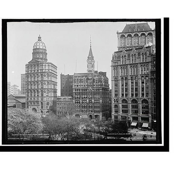 Historic Print, Newspaper Row, [Park Row], New York, 18" x 24"