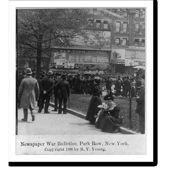 Historic Print, Newspaper War Bulletins, Park Row, N.Y.C., 16" x 20"