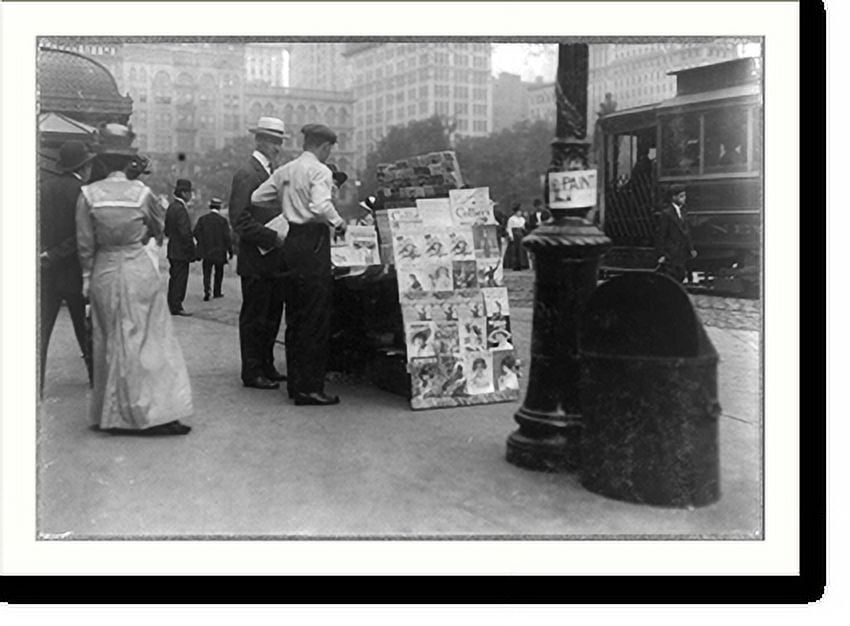 Historic Print, Newsstand. Location New York, New York (State), 16" x