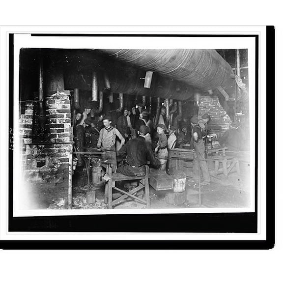 Historic Print, Night Scene, in an Indianapolis Glass Works. Location: Indianapolis, Indiana., 18" x 24"