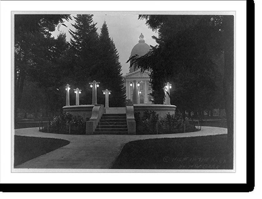 Historic Print, Night in the park, Salem, Oregon, 16" x 20"