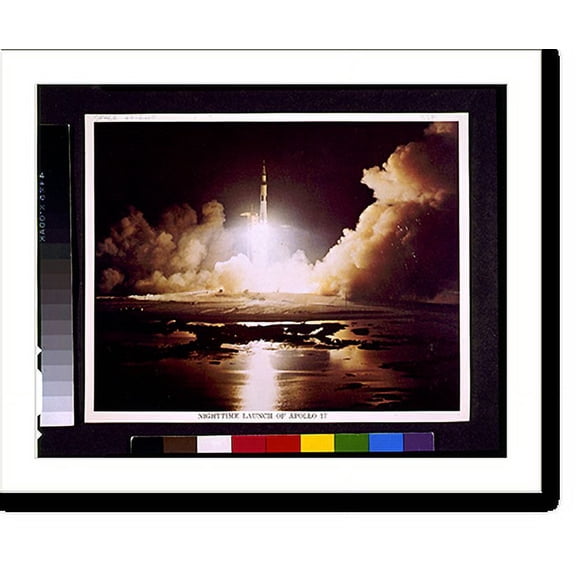 Historic Print, Nighttime launch of Apollo 17, 18" x 24"