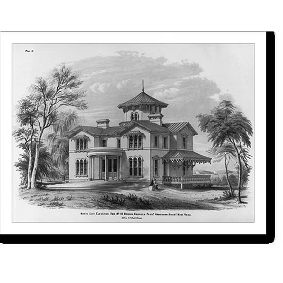Historic Print, North east elevation for No. III design, Charles Fredk. Anderson Archt. New York, 18" x 24"