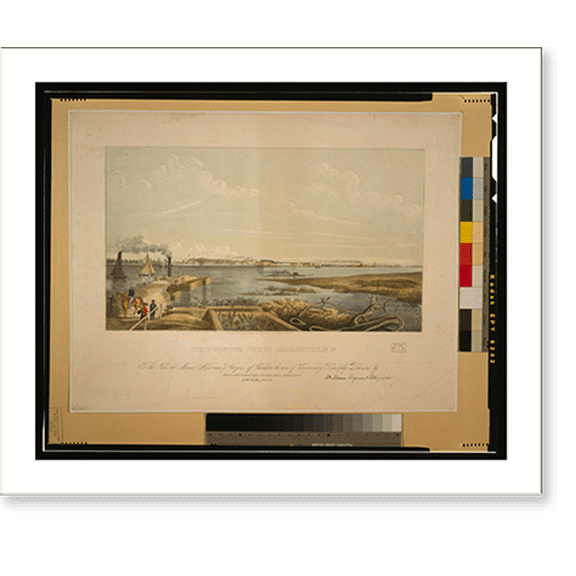 Historic Print, North-western view of Charleston, So. Ca..lithographed & published by W. Keenan ; Wm. Keenan, engraver & lithographer. - 2, 16" x 20"