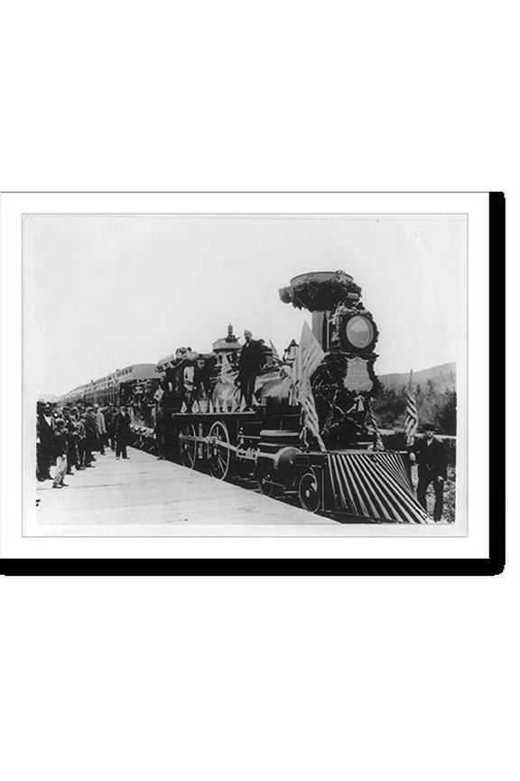 Historic Print, Northern Pacific Railway. The first train from St. Paul over the last spike of the Northern Pacific at Gold Creek, Montana, enroute to Portland, Oregon, 1883, 16" x 20"