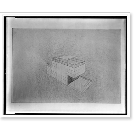 Historic Print, [Nucleus House. Exterior showing integral garage and roof canopy. Perspective projection. Rendering], 16" x 20"