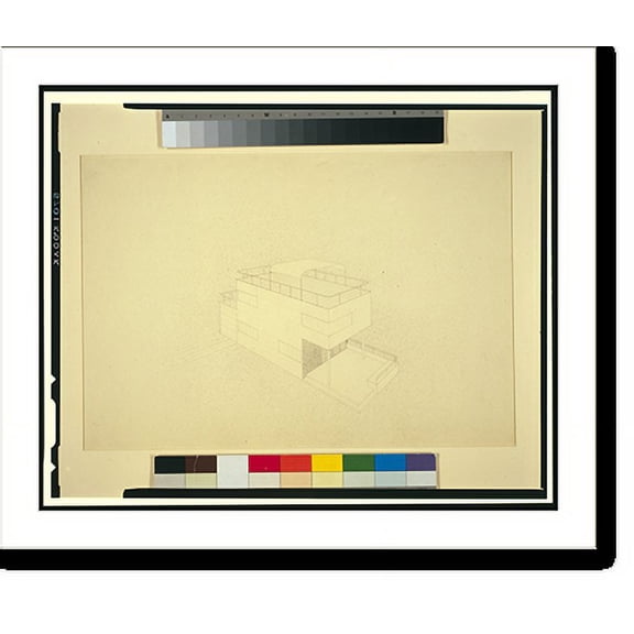 Historic Print, [Nucleus House. Exterior showing integral garage and roof canopy. Perspective projection. Rendering] - 2, 16" x 20"