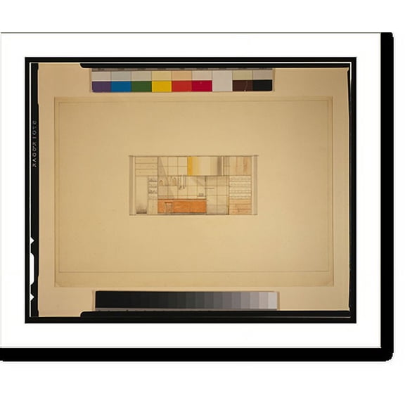 Historic Print, [Nucleus House. Kitchen wall and cabinets. Interior elevation. Rendering] - 2, 18" x 24"