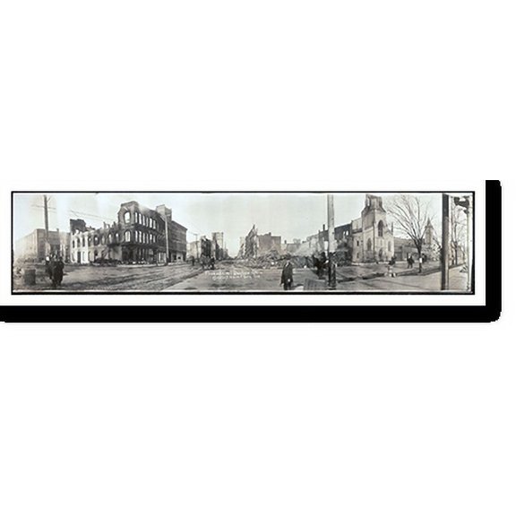 Historic Print, OH 1913 Flood and fire, Dayton PHOTO, Width 7" x Length 36"