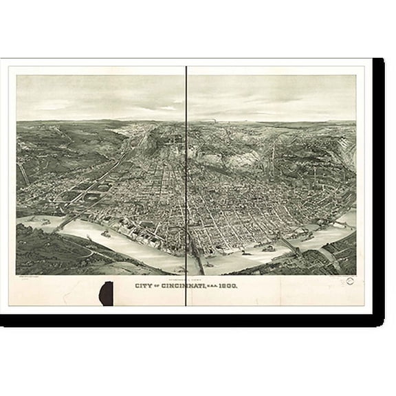Historic Print, OH Cincinnati 1900 MAP, 16" x 20"