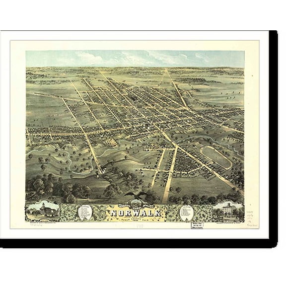 Historic Print, OH Norwalk 1870 MAP, 16" x 20"