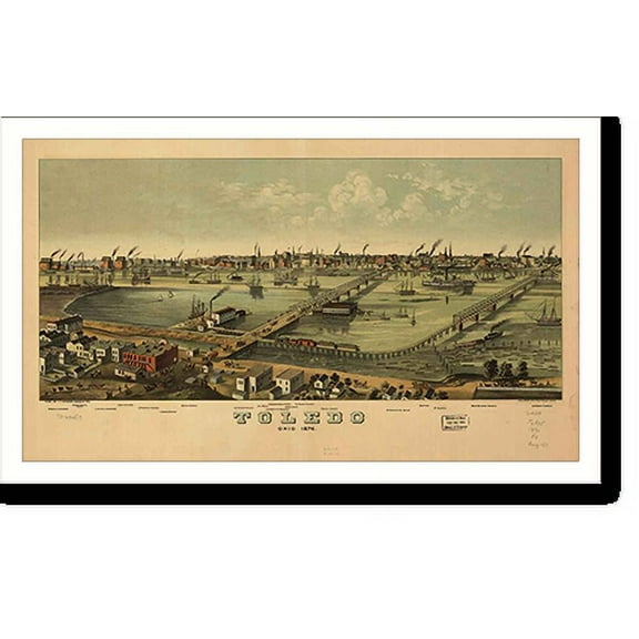 Historic Print, OH Toledo 1876 MAP, 16" x 20"