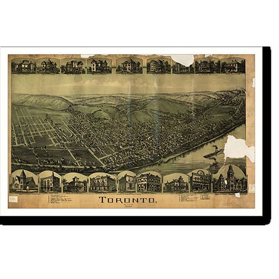 Historic Print, OH Toronto 1899 MAP, 18" x 24"