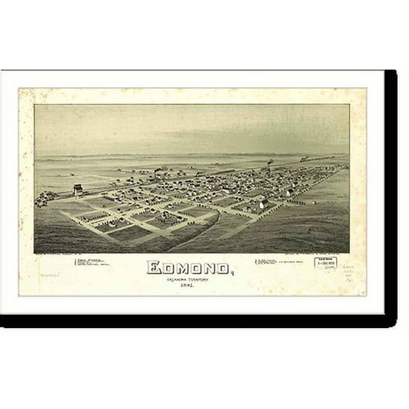 Historic Print, OK Edmond 1891 MAP, 16" x 20"
