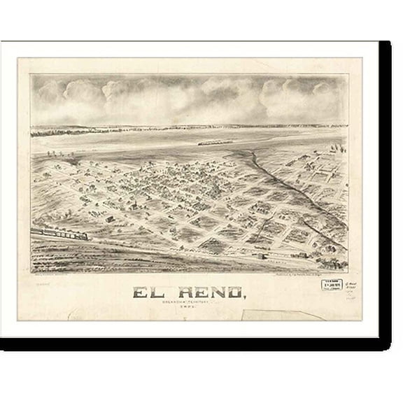 Historic Print, OK El Reno 1891 MAP, 16" x 20"