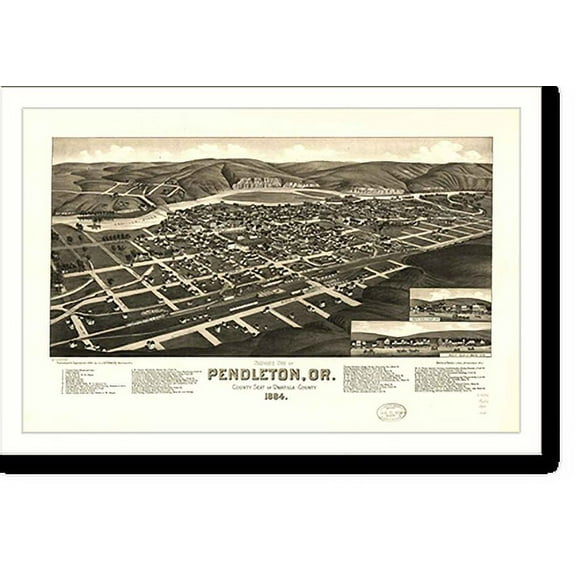 Historic Print, OR Pendleton 1884 MAP, 16" x 20"