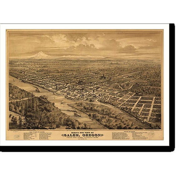 Historic Print, OR Salem 1876 MAP, 18" x 24"