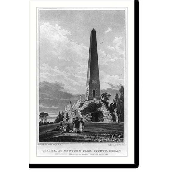 Historic Print, Obelisk at Newton-Park, County, Dublin, 16" x 20"