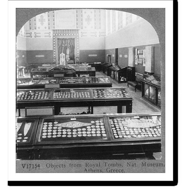 Historic Print, Objects from royal tombs, Nat. Museum, Athens, Greece