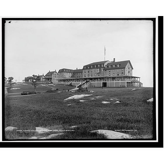 Historic Print, Oceanic Hotel and cottages, Star Island, Isles of Shoals, N.H., 16" x 20"