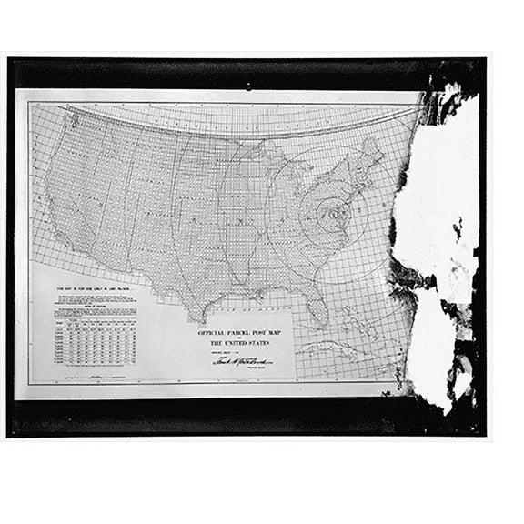 Historic Print, Official Parcel Post Map of the United States - 2, 16" x 20"