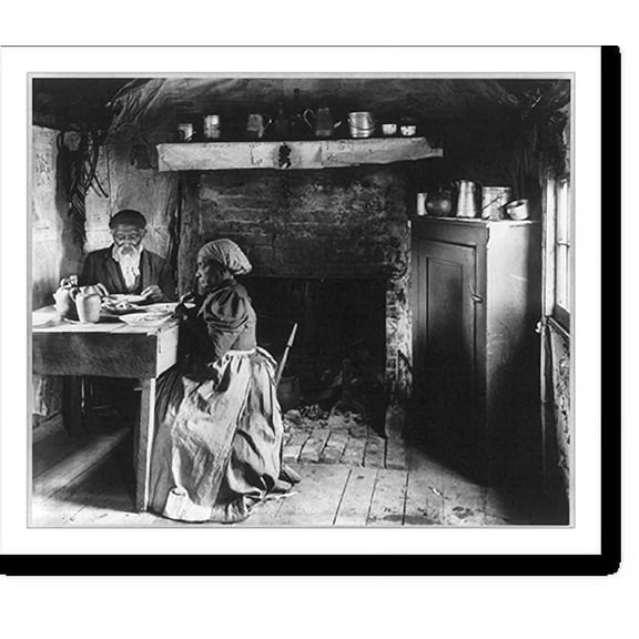 Historic Print, [Old African American couple eating at the table by fireplace, rural Virginia], 18" x 24"
