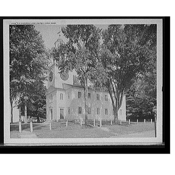 Historic Print, Old Congregational Church, Lenox, Mass., 16" x 20"