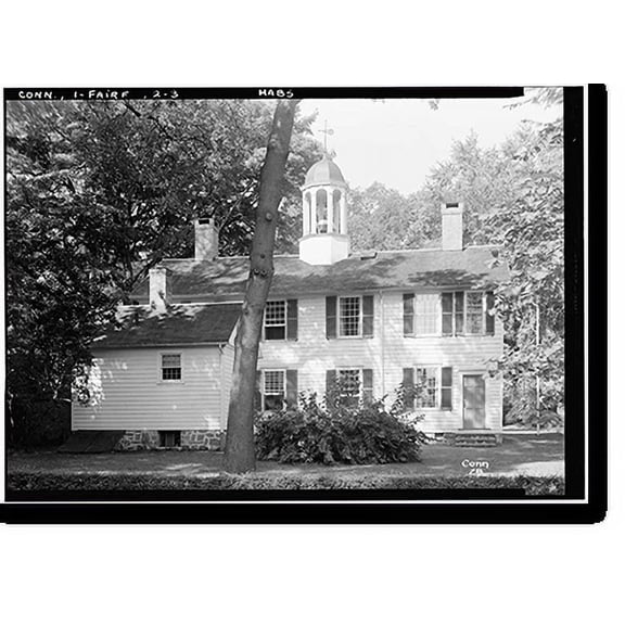 Historic Print, Old Fairfield Academy, Boston Post Road, Fairfield, Fairfield County, CT - 3, 18" x 24"