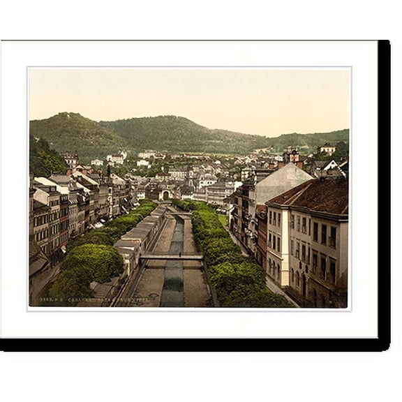 Historic Print, Old and new roads Carlsbad Bohemia Austro-Hungary, 18" x 24"
