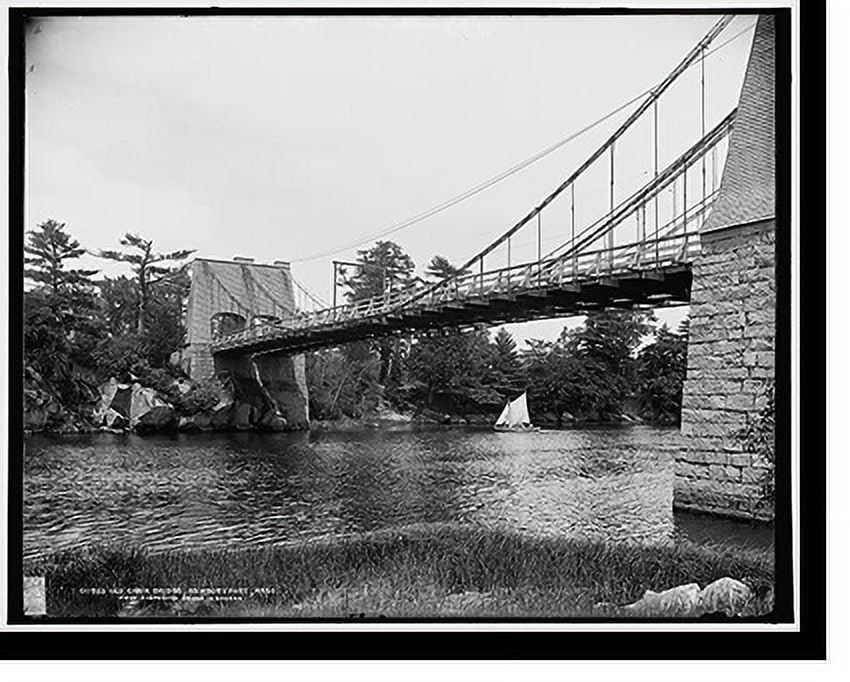 Historic Print, Old chain bridge, Newburyport, Mass., first suspension