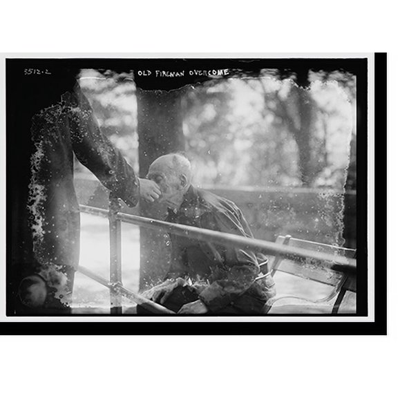 Historic Print, Old fireman overcome, 16" x 20"