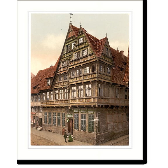 Historic Print, Old house Hildesheim Hanover Germany, 18" x 24"