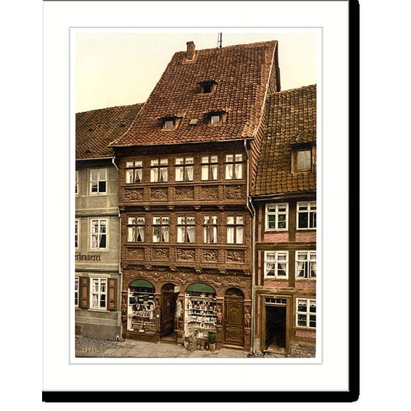Historic Print, Old houses Wernigerode Hartz Germany, 18" x 24"