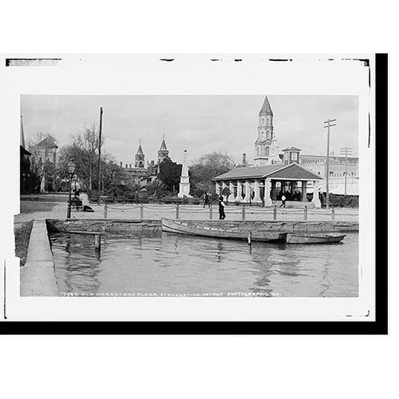 Historic Print, Old market and plaza, St. Augustine, 18" x 24"