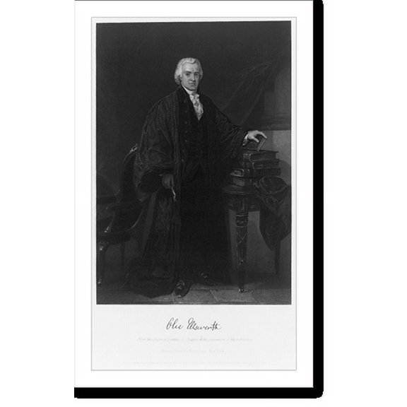 Historic Print, [Oliver Ellsworth, full-length portrait, standing, facing right, left hand on stack of books], 16" x 20"