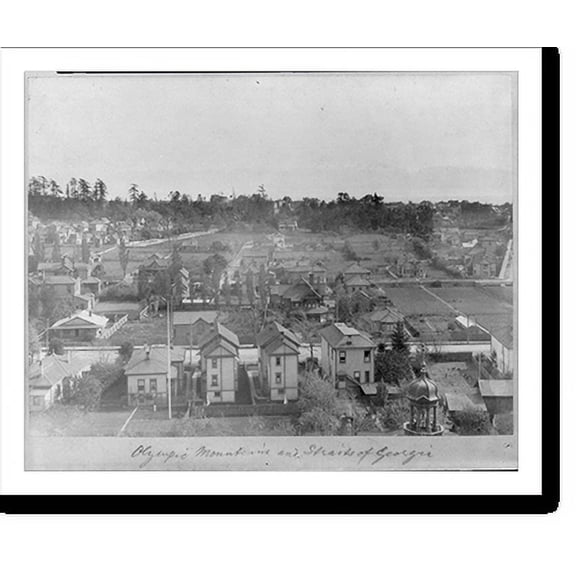 Historic Print, Olympic Mountains and Strait of Georgia in background, Victoria, British Columbia, 18" x 24"