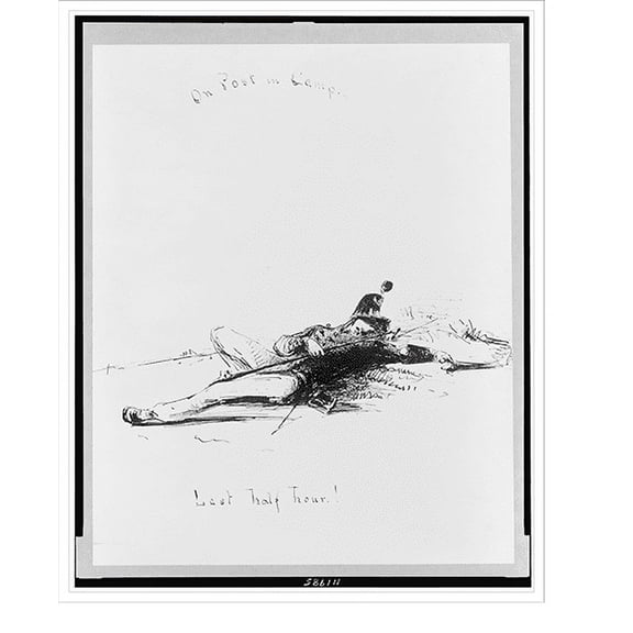 Historic Print, On post in camp. Last half hour, 18" x 24"