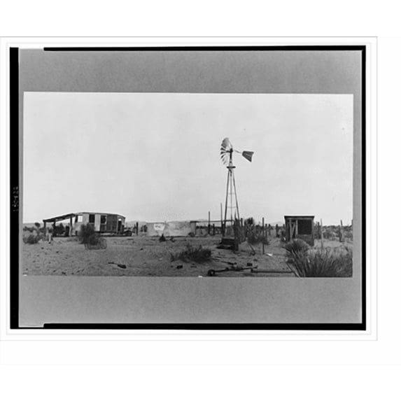 Historic Print, One type of house that was on the land use project before development work started. Las Cruces, New Mexico, 16" x 20"