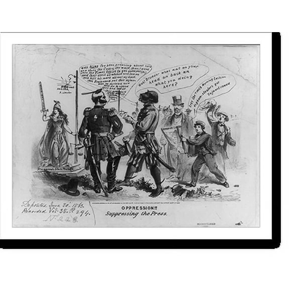 Historic Print, Oppression!! Suppressing the press, 16" x 20"