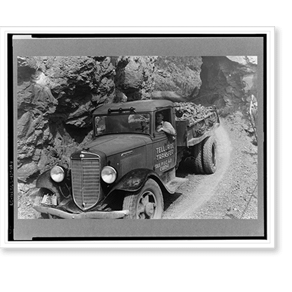 Historic Print, Ore being brought down from the gold mine by truck, Telluride, Colorado, 18" x 24"