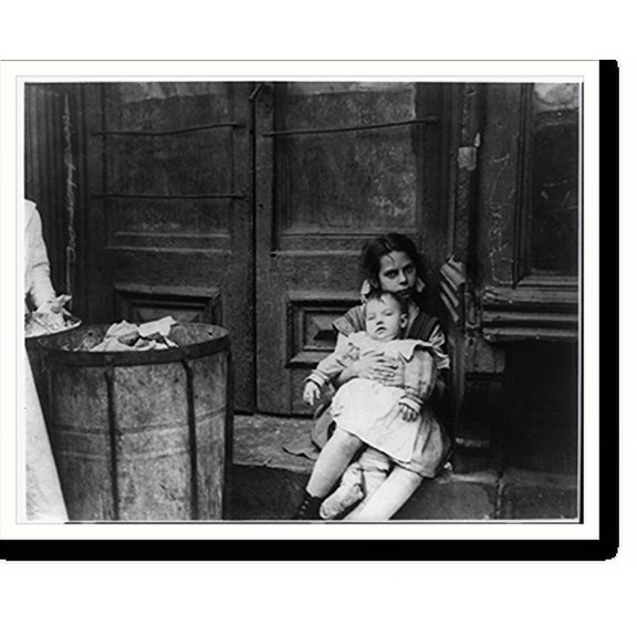 Historic Print, Organized Charity - a little girl minding a baby, 18" x 24"