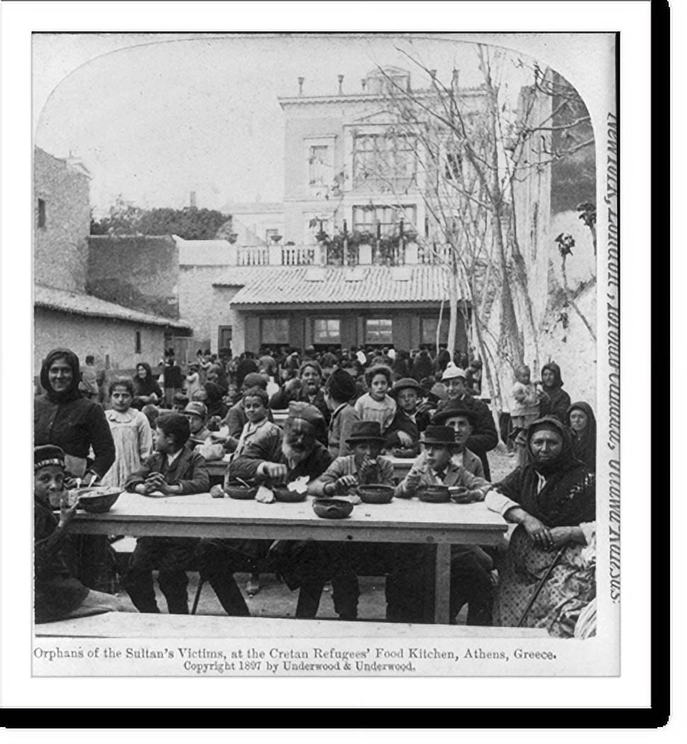 Historic Print, Orphans of Sultan's victims, at the Cretan refugees