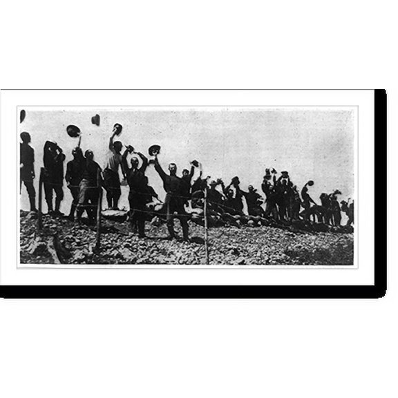 Historic Print, Our troops cheering upon receiving news of Santiago's fall, 18" x 24"