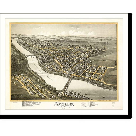 Historic Print, PA Apollo 1896 MAP, 18" x 24"