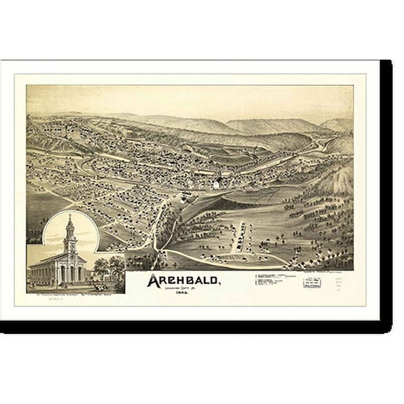 Historic Print, PA Archbald 1892 MAP, 18" x 24"