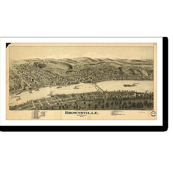 Historic Print, PA Brownsville 1902 MAP, 16" x 20"
