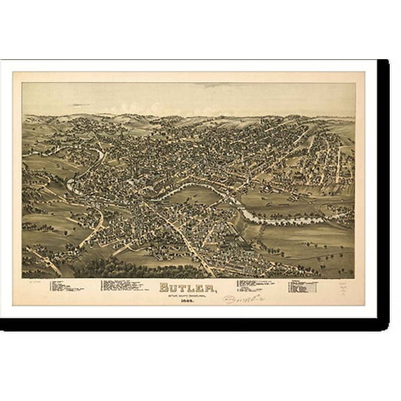 Historic Print, PA Butler 1896 MAP, 16" x 20"