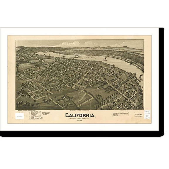 Historic Print, PA California 1902 MAP, 16" x 20"